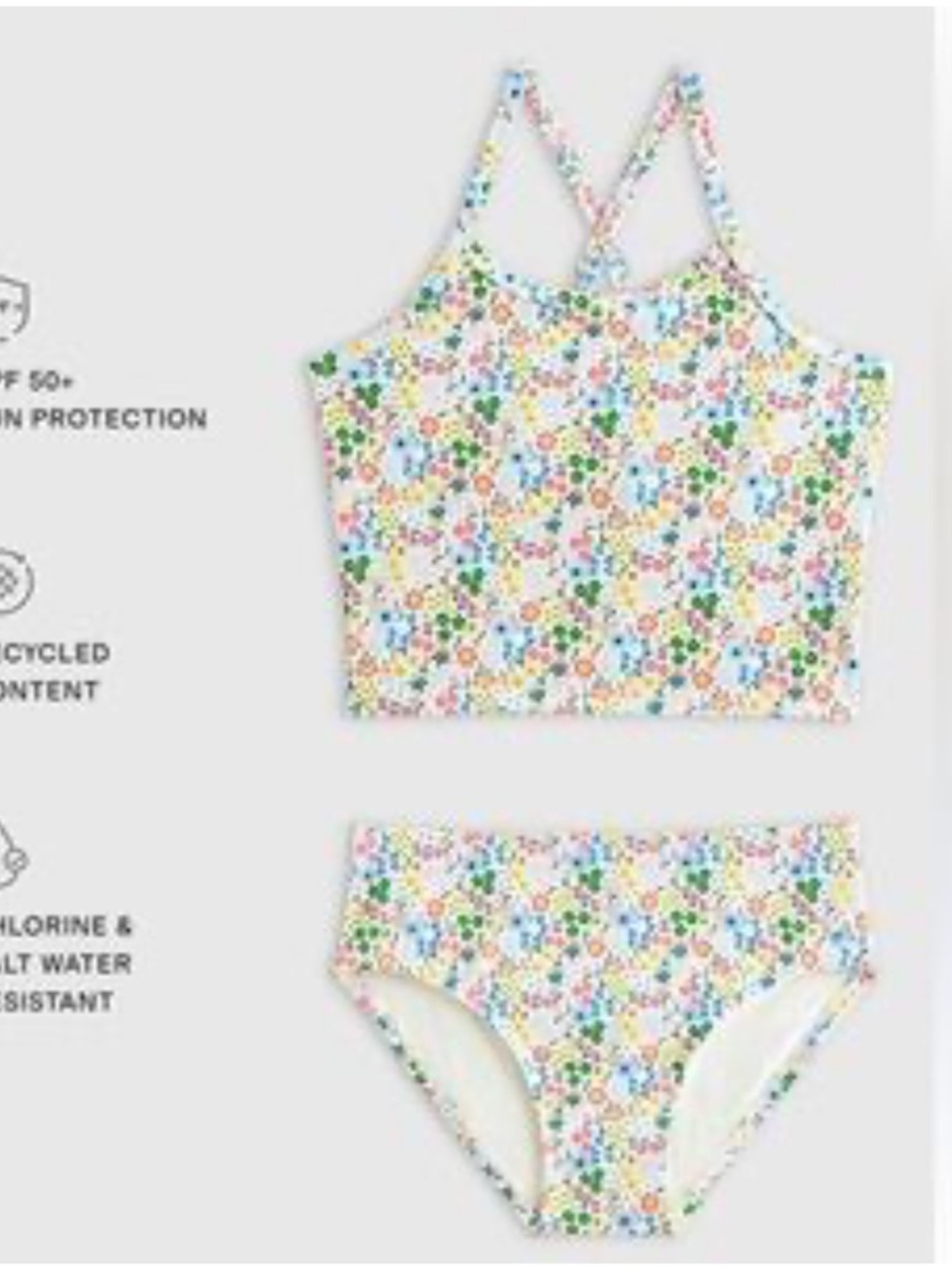 QUINCE Tankini Set Two Piece Swimsuit Ditsy Floral Kid Size 10 7358